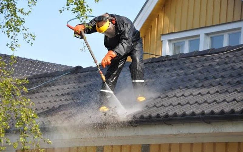 Pressure Washing in progress